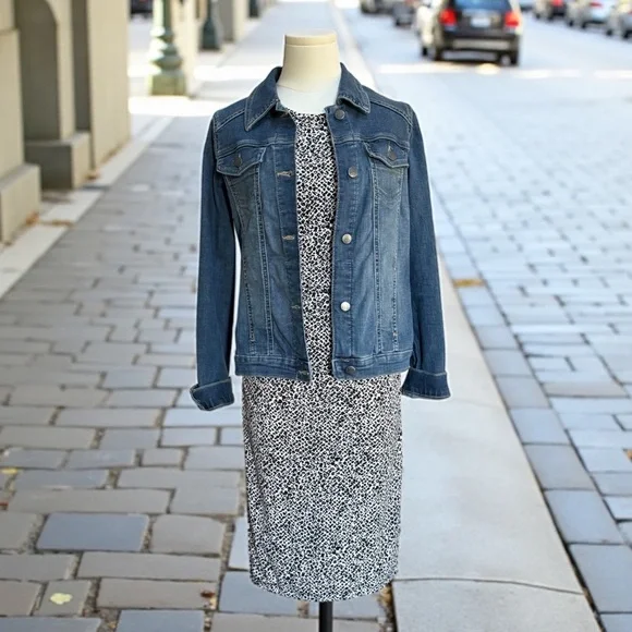 Banana Republic Black and White Midi Stretch Dress! XS! - Picture 10 of 11